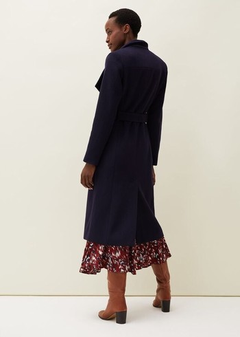 Phase Eight Thea Wool Trench Coats Navy USA | 0247693-TE